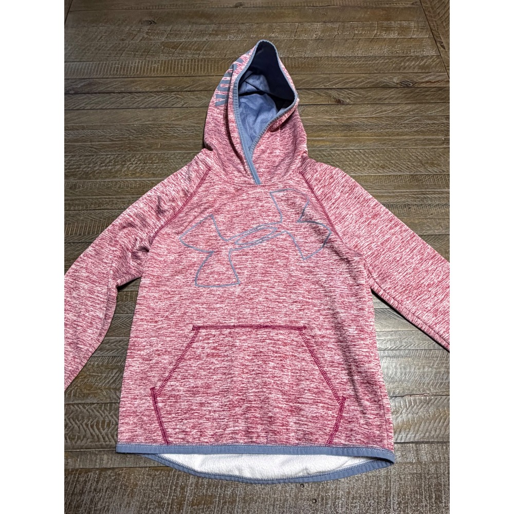 Under Armour Hoodie Kids Small Pink Pullover Preloved - Picture 1 of 9
